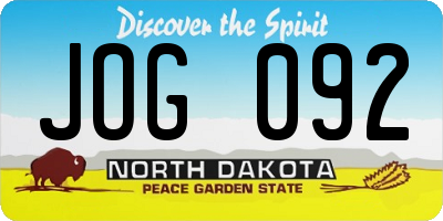 ND license plate JOG092