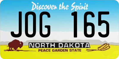 ND license plate JOG165