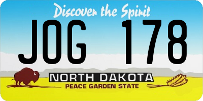 ND license plate JOG178
