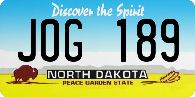 ND license plate JOG189