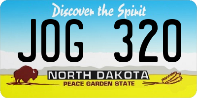 ND license plate JOG320