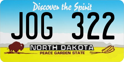 ND license plate JOG322