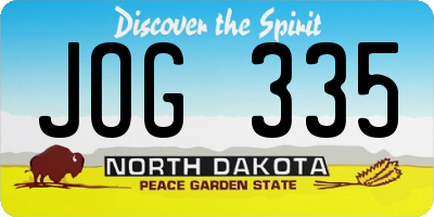 ND license plate JOG335