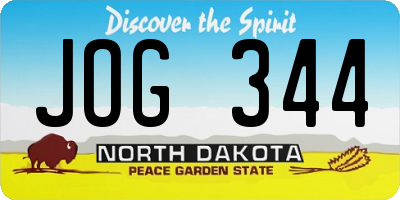 ND license plate JOG344