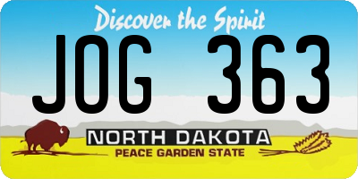 ND license plate JOG363