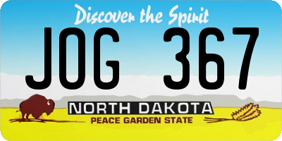 ND license plate JOG367