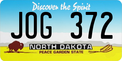 ND license plate JOG372