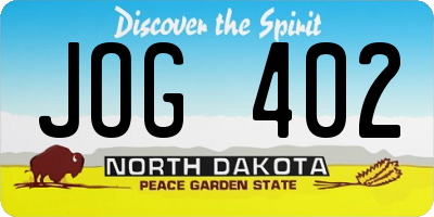 ND license plate JOG402