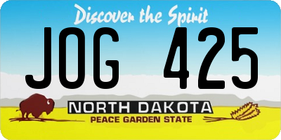 ND license plate JOG425