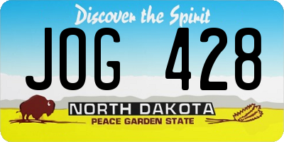 ND license plate JOG428