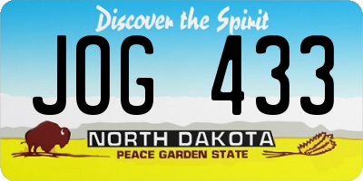 ND license plate JOG433