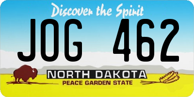 ND license plate JOG462