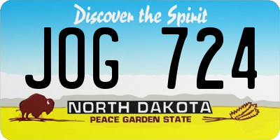 ND license plate JOG724