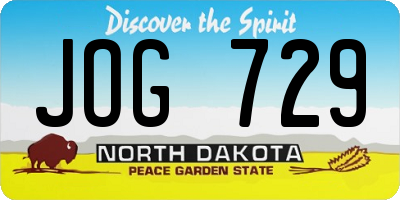 ND license plate JOG729