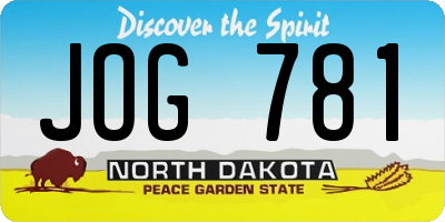 ND license plate JOG781