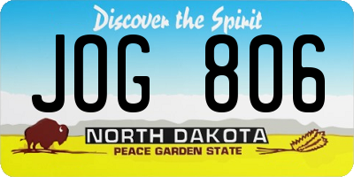 ND license plate JOG806