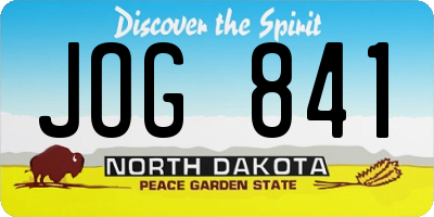 ND license plate JOG841