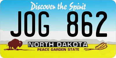 ND license plate JOG862