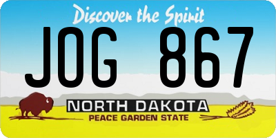 ND license plate JOG867