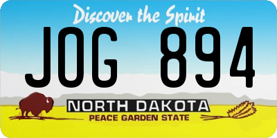 ND license plate JOG894