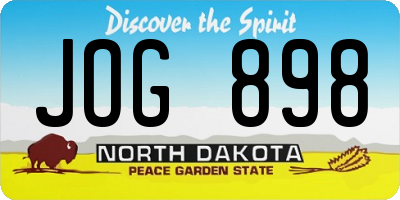 ND license plate JOG898