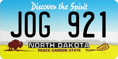 ND license plate JOG921
