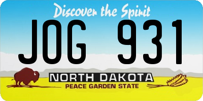 ND license plate JOG931