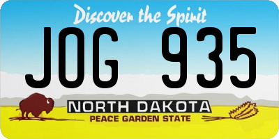 ND license plate JOG935