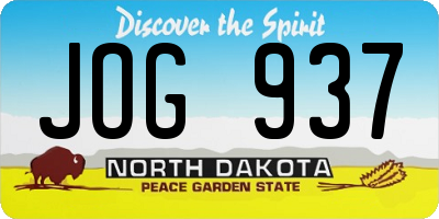 ND license plate JOG937
