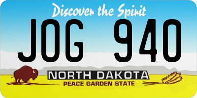 ND license plate JOG940