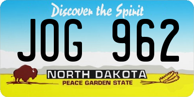 ND license plate JOG962