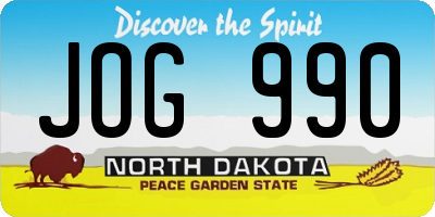 ND license plate JOG990