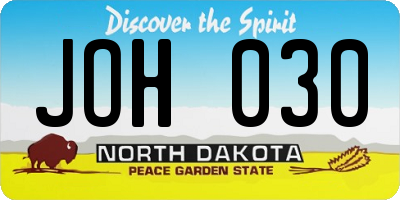 ND license plate JOH030