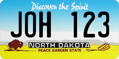 ND license plate JOH123
