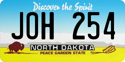ND license plate JOH254