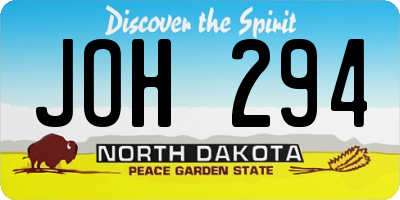 ND license plate JOH294