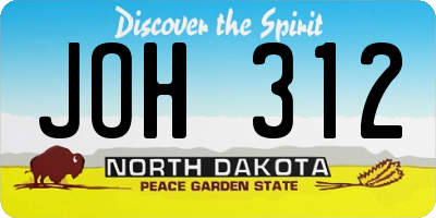 ND license plate JOH312