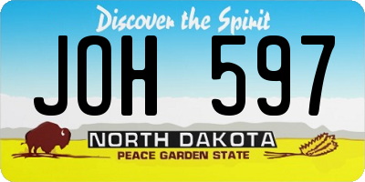 ND license plate JOH597