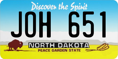ND license plate JOH651