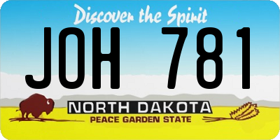 ND license plate JOH781