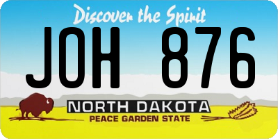 ND license plate JOH876