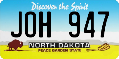 ND license plate JOH947