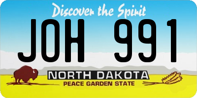 ND license plate JOH991