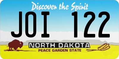 ND license plate JOI122