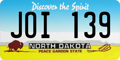ND license plate JOI139