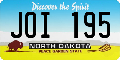 ND license plate JOI195