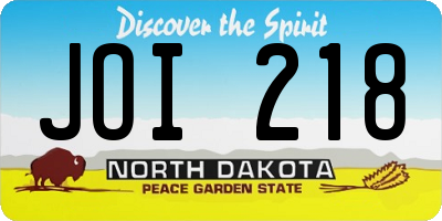 ND license plate JOI218