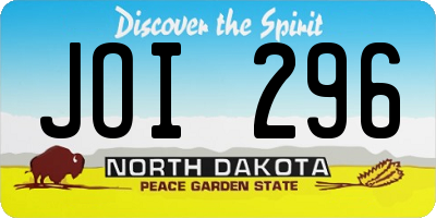 ND license plate JOI296