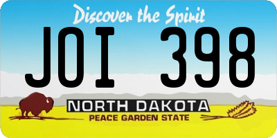 ND license plate JOI398