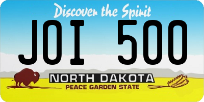 ND license plate JOI500
